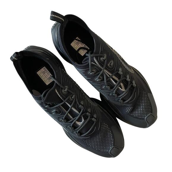 Gucci Run Sneaker Interlocking G Black Technical Knit Men's Size 12.5 US 13 NEW - Picture 9 of 16